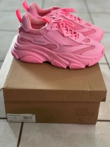 Steve Madden Possession Hot Pink Sneakers size 8.5 POSS03S1510085 New NIB Box - Picture 1 of 11