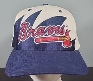 Vintage 1990s MLB Atlanta Braves Double Sharktooth Logo 7 Athletic Snapback - Picture 1 of 18