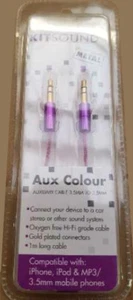 KITSOUND KSAUXPU - 1m Purple Aux Lead, Oxygen Free Purple Cable, FREE POST *NEW* - Picture 1 of 6