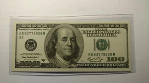 2006 A Crisp $100.00 Bill Federal Reserve Note Uncirculated Serial # KB63779928M - Picture 1 of 4