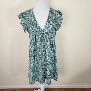 SHEIN Women's Green Floral Lightweight Dress Size 6 Short Sleeve Shift - Picture 1 of 7