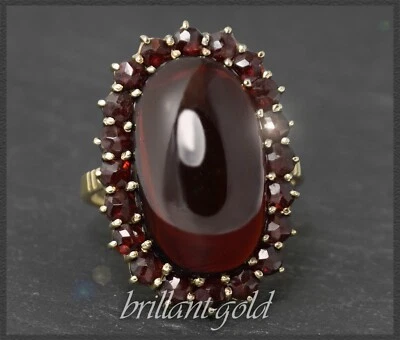 Granat Damen Ring mit 19ct, 333 Gold, Handarbeit, Antiker Cocktailring um 1930 - Bild 1 von 4