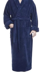 ARUS BATHROBES MENS SHAWL COLLAR  KIMONO NAVY  L/XL NIP VERY  SOFT - Foto 1 di 11