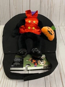 Halloween Headless Horseman Riding Pet Costume Dog Pumpkin Black Cape Large NEW - Picture 1 of 3
