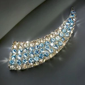 Art Deco Strass Horn Brosche Saphir blau 30er Jahre Vintage Glam Weiß Attribut - Bild 1 von 9
