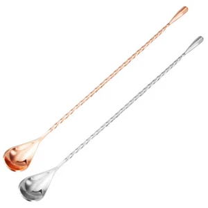 Long Handle Mixing Spoon Stainless Steel Bar Cocktail Spoon Twisted Handle - Picture 1 of 12