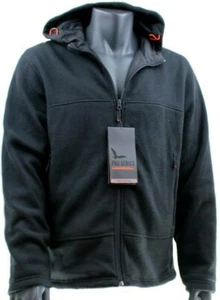 Mens HOODED JACKET Zip Fastening BLACK Mid Weight HAWKE Pro Series Knit Hoodie L - Picture 1 of 12