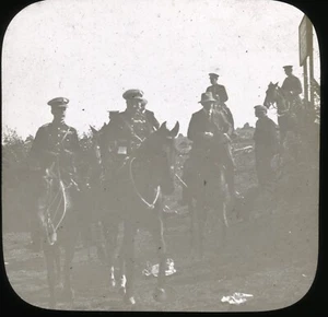 Early 1900s Magic Lantern Slide Senior Military Officers Horses Kitchener ? - Picture 1 of 3