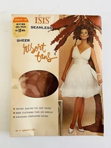 Vintage ISIS Seamless Bermuda Tan Stockings SZ 10M - Picture 1 of 3