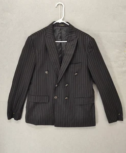 Casaba Blazer Mens 44 Pinstripe Double Breasted Slim Fit Formal Jacket Coat - Picture 1 of 19