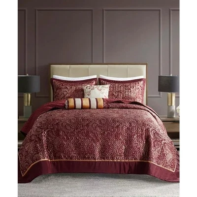  Jacquard reversible Madison Park Adeline Paisley 5 piezas Juego de colcha, Queen Foto 1 de 4