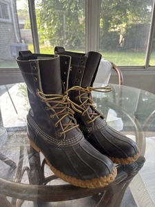 LL Bean Maine Hunting Shoes Duck Boots Brown 10” Hiking Camping Outdoors Size 9 - Picture 1 of 15