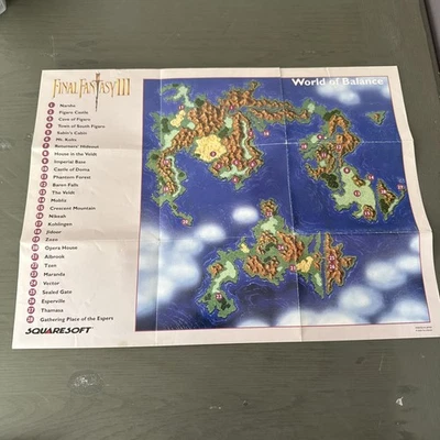 Final Fantasy III WORLD MAP Only (Super Nintendo SNES) SIN JUEGO - Small Tear Foto 1 de 4