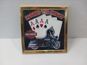 Harley Davidson Hard To Beat Hardly- Dangerous Iron Horse Framed Print 6X6 - Picture 1 of 3