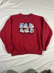 Suéter De Colección Looney Tunes Para Hombres L Bugs Bunny Cuello Redondo Años 90 Rojo Warner Bros  - Imagen 1 de 7