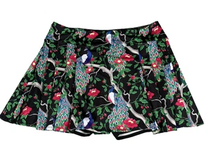 Skort Womens Medium Peacock Floral Activewear Pockets Stretch Athletic Tennis - Picture 1 of 7