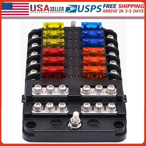 Caja de fusibles de hoja impermeable de 12 vías soporte bloque indicador LED 12V 32V automático marino - Imagen 1 de 13