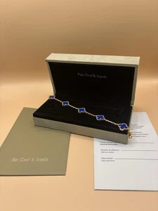 Van Cleef & Arpels Alhambra 5 Motif Vintage Bracelet, 18k Gold, Agate - Picture 1 of 5