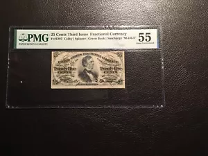25 Cent Third Issue Fractional  Fr1297 PMG 55 about UNC. Previously Mounted - Picture 1 of 4