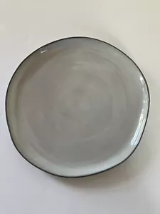 Hearth & Hand With Magnolia Stoneware 11” Dinner Plates Target Gray Rim EUC - Picture 1 of 4