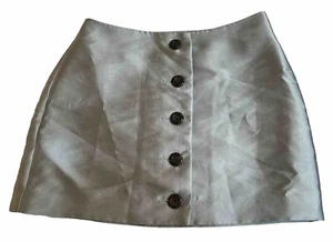 NWT Urban Outfitters Florence Taffeta Blue Gray Button Front Mini Skirt S - Picture 1 of 4