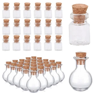 Small Mini Glass Bottles with Wooden Cork-Tiny Wishing Vials For Art Craft New - Picture 1 of 25