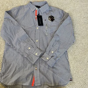 NWT - Tommy Hilfiger Children Big Boy Kid Long Sleeve Striped Dress Shirt - Picture 1 of 8
