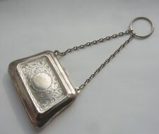 Victorian Engraved Acanthus Leaves Silver Plated Finger Loop Purse