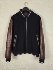 Prada Wool Leather Bomber College Jacket