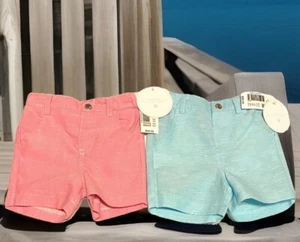 Pantalones Cortos Bebé Niña Lino Algodón Talla 3 Meses Colección Edgehill Rosa Verde Azulado - Imagen 1 de 3