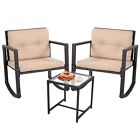 Wicker Patio Furniture Outdoor Bistro Set, Rocking Chair, 3 Piece, Rattan Con...