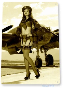 Bombenabwurf Fliegerschild WW2 Pin-up Girl, Retro Flugzeug Hangar Blechschild B113 - Bild 1 von 2