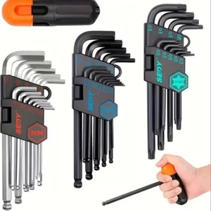 36pcs Hex Wrench Set, Inch & Metric, Flare Head, Long Arm Ball End, T-Handle OZ - Picture 1 of 11