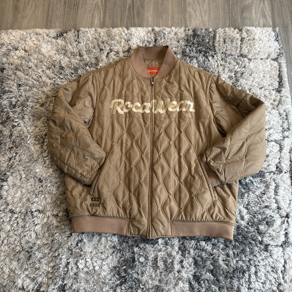 Chaqueta De Colección Rocawear Forrada Acolchada Para Hombre Talla 6XL Cremallera Completa Cappuccino Y2K Foto 1 de 4