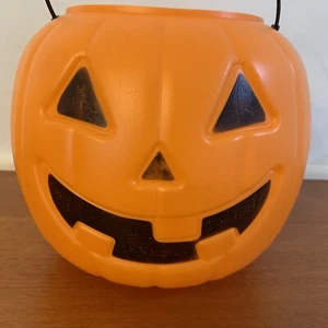 VTG Halloween Jack-O-Lantern Blow Mold trick or treat pail AMLOID CORP. Mexico - Picture 1 of 4