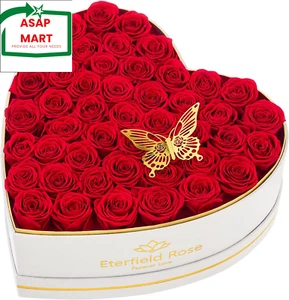 Eterfield 47-Piece Forever Flowers in Heart Shape Box, Preserved Roses That Last - Picture 1 of 12
