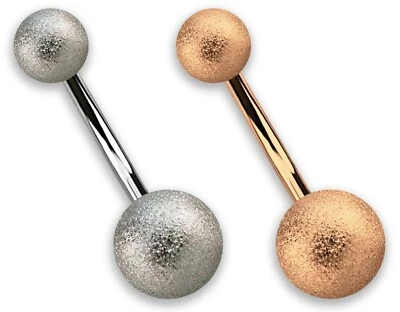 Ombelico Piercing Intimo Banana Sfere IN 8/5 Diamantato Argento E Oro Rosa - Immagine 1 di 2