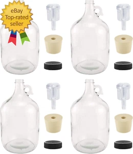 1 Gallon Glass Fermenting Jug with Handle, 6.5 Rubber Stopper, 2-Piece Airlock, - Picture 1 of 1