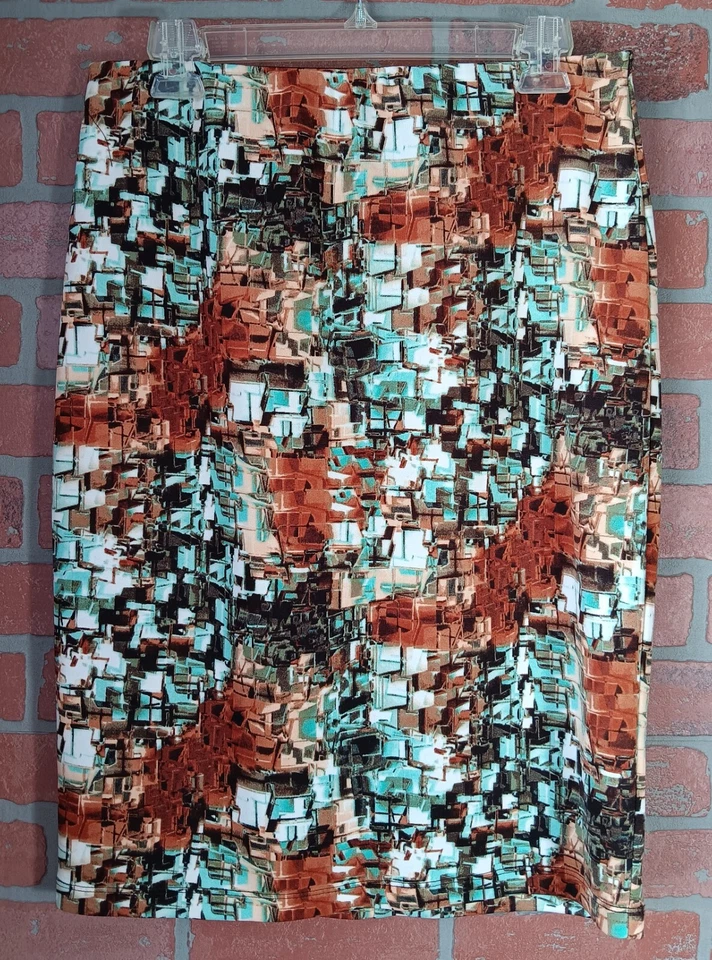 Falda Lápiz Betsey Johnson Multicolor Geo Estampado Talla M Boho Punk Art Foto 1 de 4