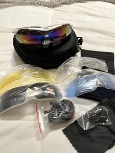 Polarized Glasses Hard Case Changeable Lenses White Frame Strap Extras - Picture 1 of 12