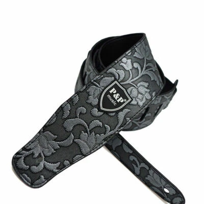 Correa gruesa ajustable de cuero PU suave para bajo de guitarra eléctrica acústica plateada Foto 1 de 3