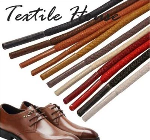 Waxed Shoelaces Round Thin Laces Shoes For Formal Shoes Brogues Dress Wax Cord - Picture 1 of 17