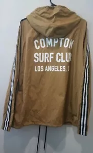 Men's MATIX LOS ANGELES COMPTON SURF CLUB Khaki Windbreaker Hoodie Jacket Sz S - Picture 1 of 4