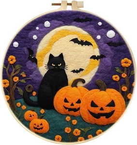 Halloween Pumpkin Felt Painting Set with Wool, Needle Felting Kit for Beginners - Picture 1 of 6
