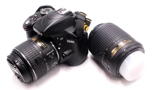 Nikon D3300 24.1MP DSLR W/ 18-55mm & 55-200mm LENSES + CAMERA BAG & SDCARD - Picture 1 of 7