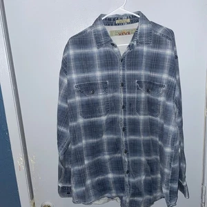 Vintage Anchor Workwear WKWR Mens Size XL Plaid Flannel Long Sleeve Shirt Blue V - Picture 1 of 10