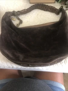 Donald J Pliner Brown Suede And Studded Edging Hobo Style Copper Colored Strap - Picture 1 of 23