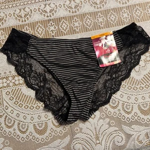 Maidenform Comfort Devotion Lace Back Tanga Panty - Black Gray - Size 5 S - New - Picture 1 of 11