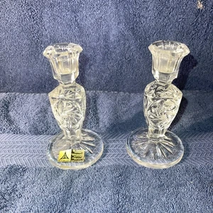 IMPRESIONANTE PAR DE CANDELABROS DE MOLINETE DE CRISTAL Annahioutte - Imagen 1 de 8