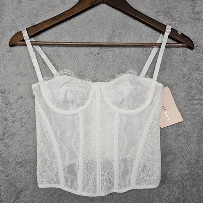 Corsé bustier de encaje blanco Shein XS para mujer nuevo con etiquetas lencería nupcial festival Foto 1 de 4